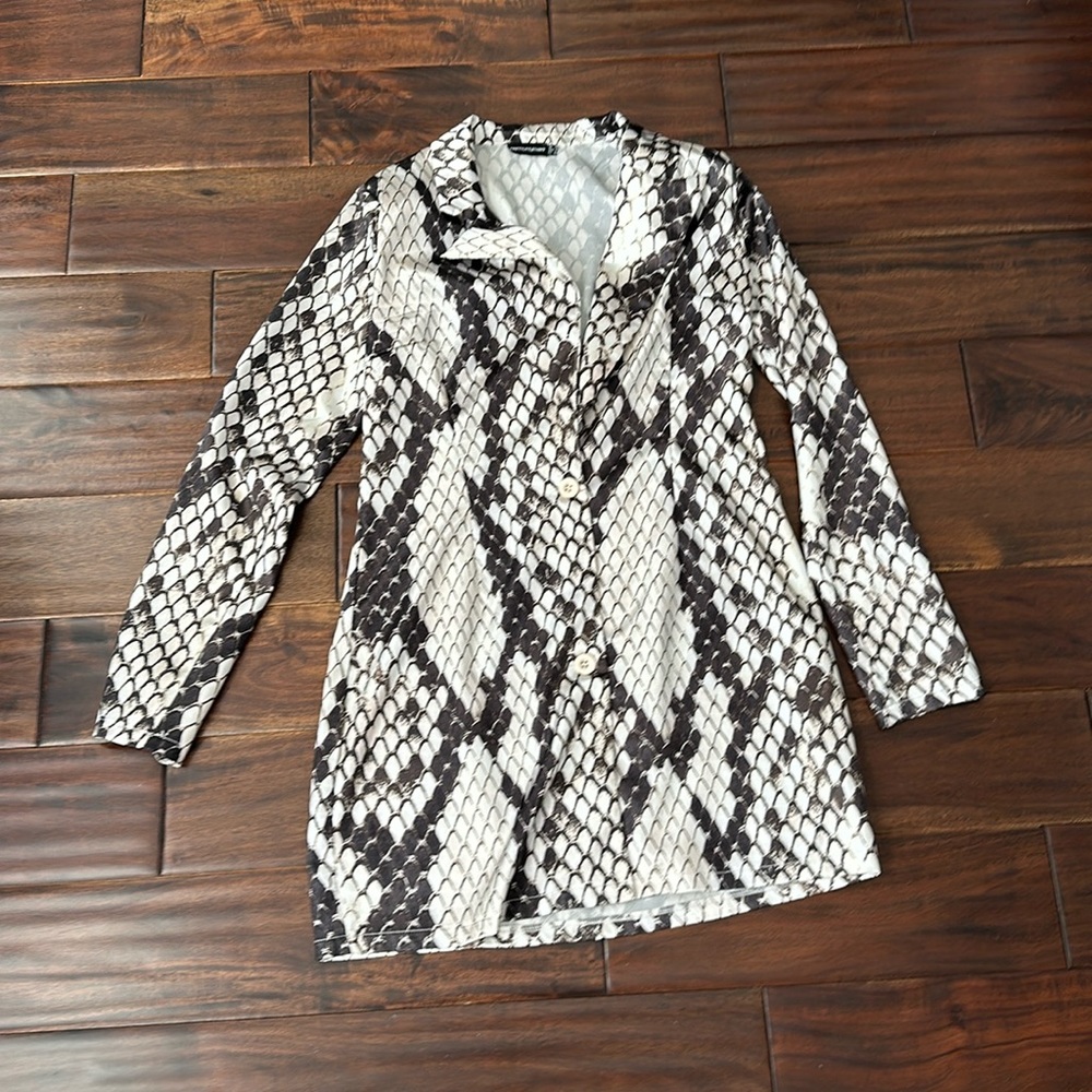 Snakeskin blazer mini dress, size 4